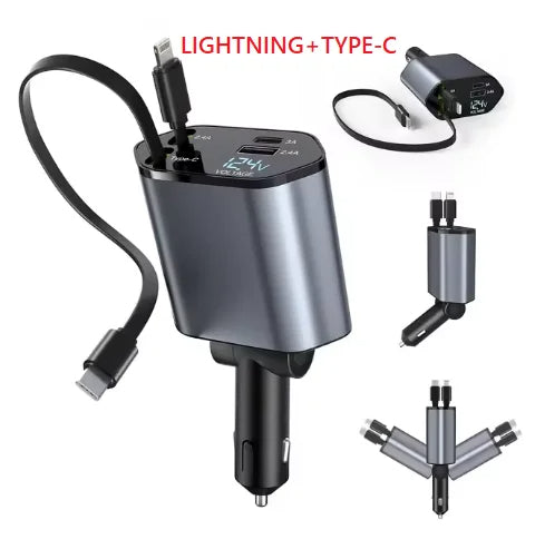 CARGADOR RETRACTIL 4 EN 1 DE 120W CON CARGA RAPIDA