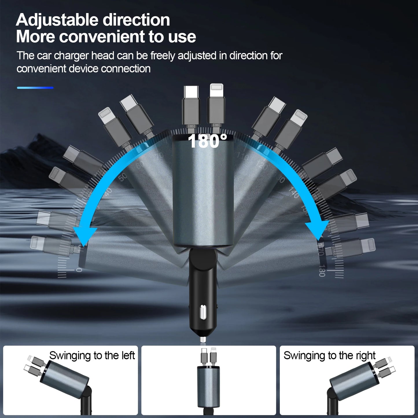 CARGADOR RETRACTIL 4 EN 1 DE 120W CON CARGA RAPIDA