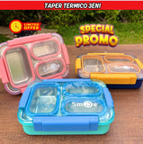 Táper Térmico con 3 Compartimentos y Cierre Hermético